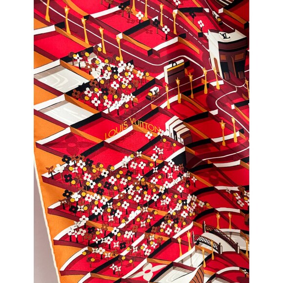 Louis Vuitton 90cm Silk Square Scarf in Red - Picture 4 of 9
